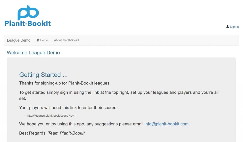 free mini league home page