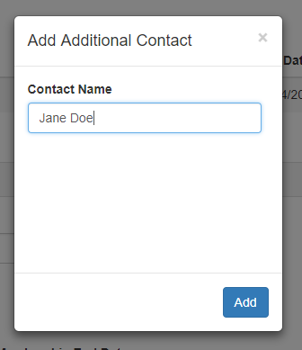 Add additional contact modal pop up window