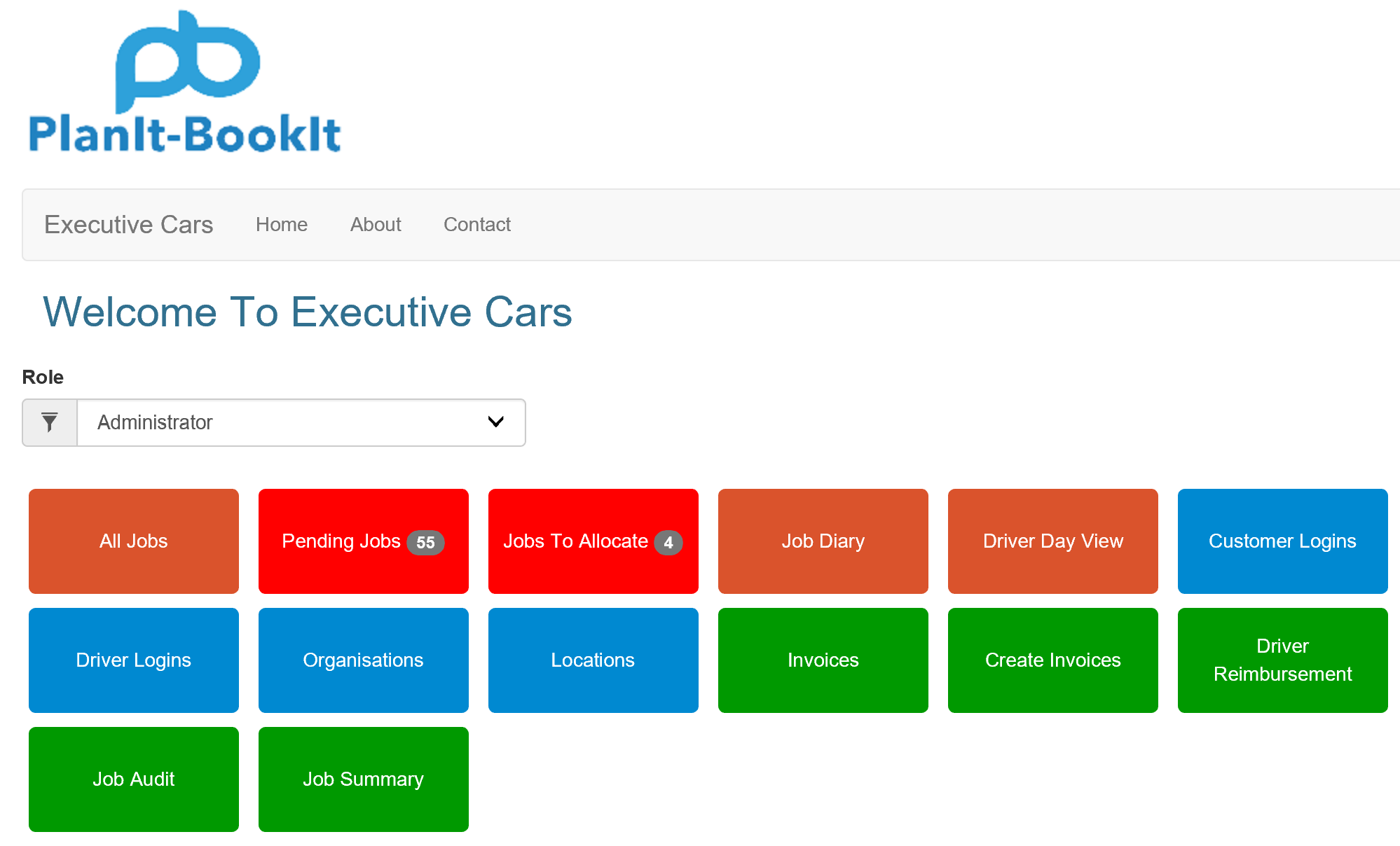 admin-menu executive-car customer menu