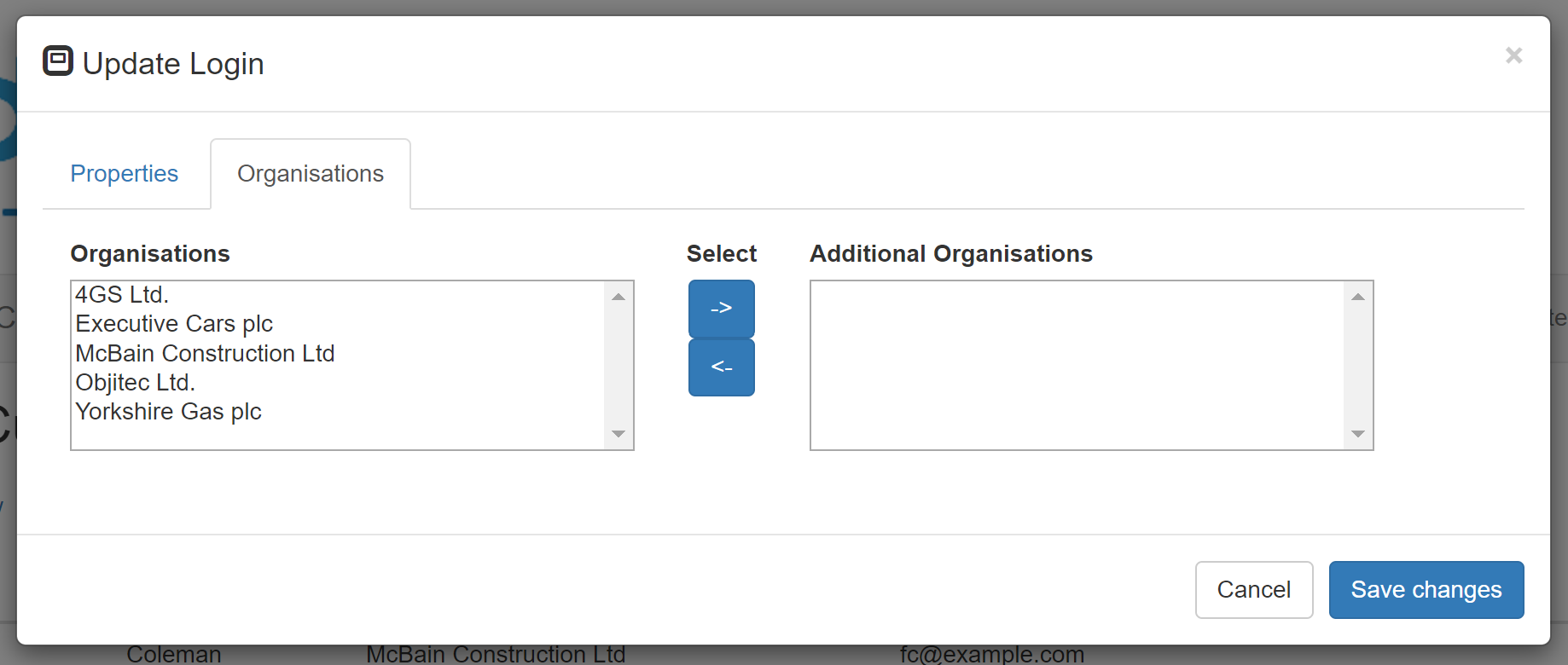 update-login-organisations confirm delete location